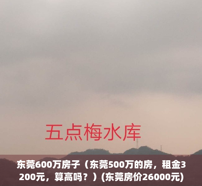 东莞600万房子（东莞500万的房，租金3200元，算高吗？）(东莞房价26000元)