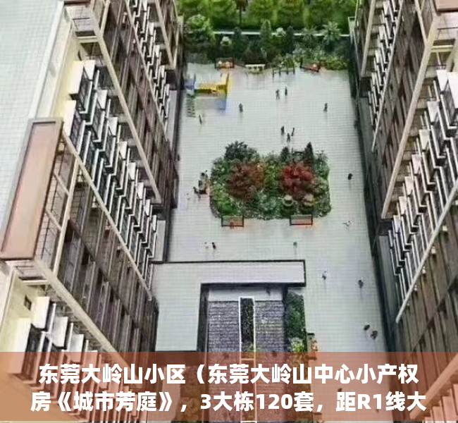 东莞大岭山小区（东莞大岭山中心小产权房《城市芳庭》，3大栋120套，距R1线大岭山站100米，沃尔玛商圈）