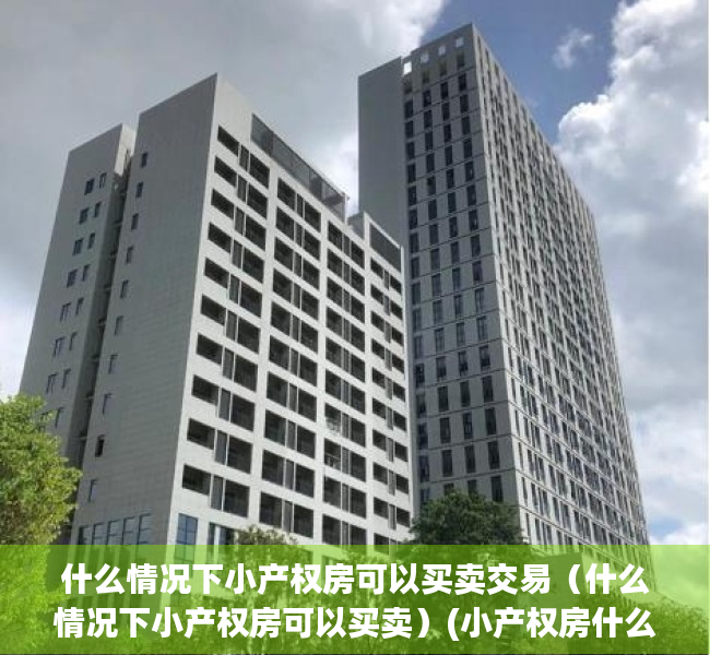 什么情况下小产权房可以买卖交易（什么情况下小产权房可以买卖）(小产权房什么情况下可以购买)