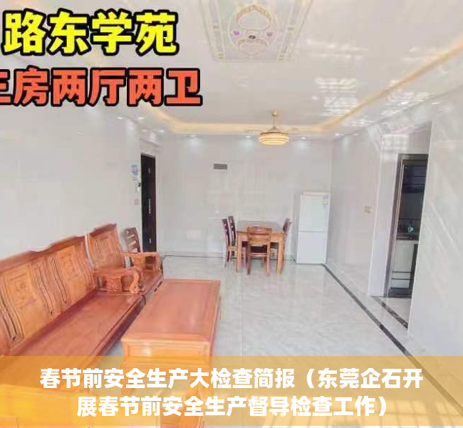 春节前安全生产大检查简报（东莞企石开展春节前安全生产督导检查工作）