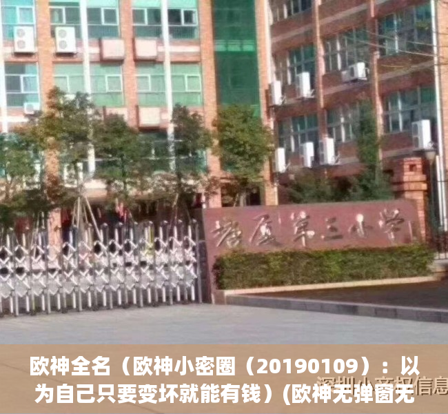 欧神全名（欧神小密圈（20190109）：以为自己只要变坏就能有钱）(欧神无弹窗无广告阅读)