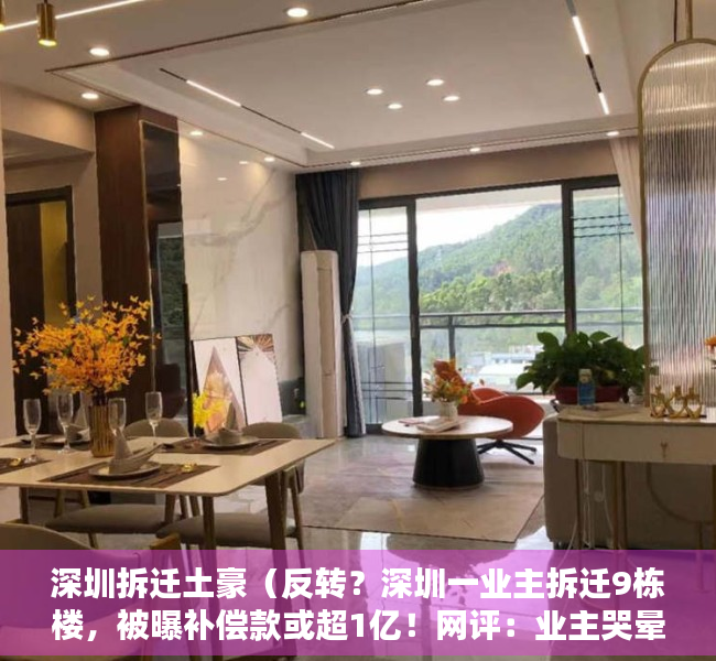 深圳拆迁土豪（反转？深圳一业主拆迁9栋楼，被曝补偿款或超1亿！网评：业主哭晕在厕所）