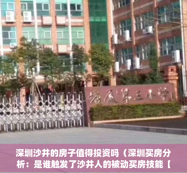 深圳沙井的房子值得投资吗（深圳买房分析：是谁触发了沙井人的被动买房技能【#19】）