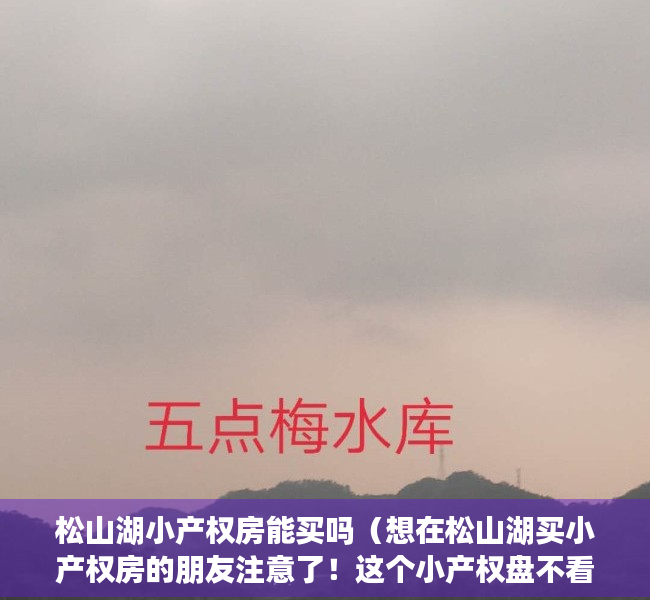松山湖小产权房能买吗（想在松山湖买小产权房的朋友注意了！这个小产权盘不看你就亏大了）