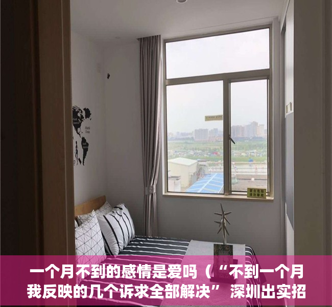 一个月不到的感情是爱吗（“不到一个月我反映的几个诉求全部解决” 深圳出实招快速解决中小企业诉求，赢得企业好评）