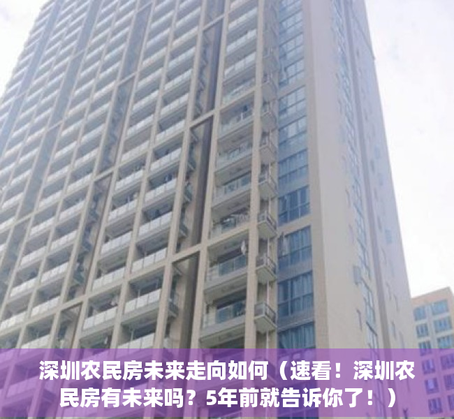 深圳农民房未来走向如何（速看！深圳农民房有未来吗？5年前就告诉你了！）