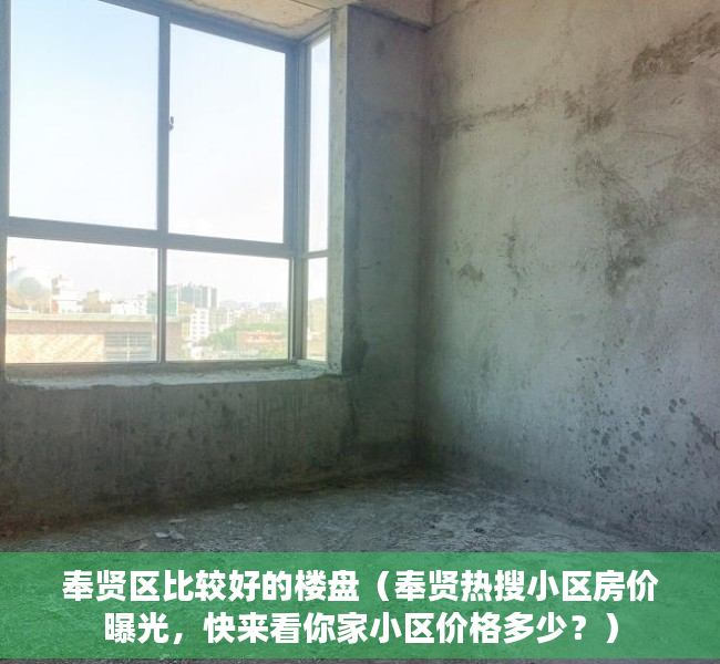 奉贤区比较好的楼盘（奉贤热搜小区房价曝光，快来看你家小区价格多少？）