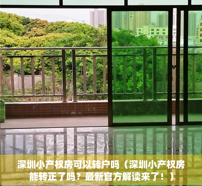 深圳小产权房可以转户吗（深圳小产权房能转正了吗？最新官方解读来了！）
