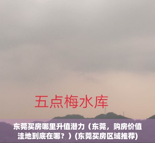 东莞买房哪里升值潜力（东莞，购房价值洼地到底在哪？）(东莞买房区域推荐)