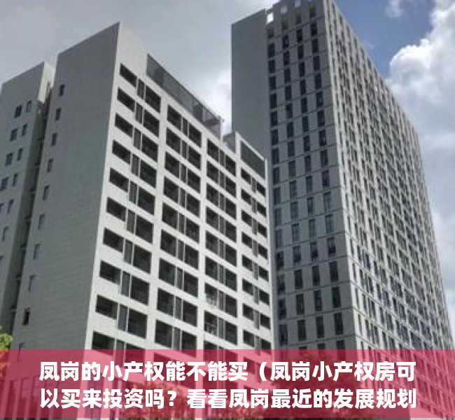 凤岗的小产权能不能买（凤岗小产权房可以买来投资吗？看看凤岗最近的发展规划就明白了）