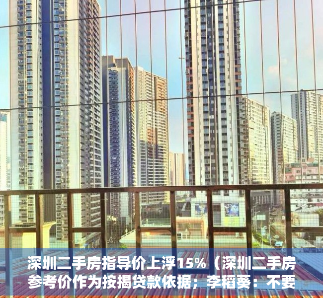 深圳二手房指导价上浮15%（深圳二手房参考价作为按揭贷款依据；李稻葵：不要投机买房）