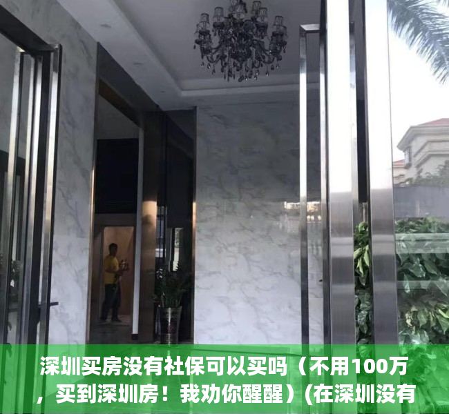 深圳买房没有社保可以买吗（不用100万，买到深圳房！我劝你醒醒）(在深圳没有社保可以全款买房吗?)